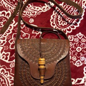 Mexican Brown Leather Crossbody Bag